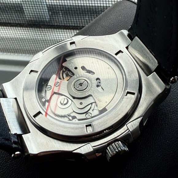 Seiko Mod Custom open heart black luxury leather strap dress watch - Picture 7 of 8